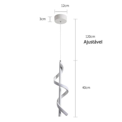Lustre Pendente em Espiral de Led Branco Pendente - 0027 projeto-150 