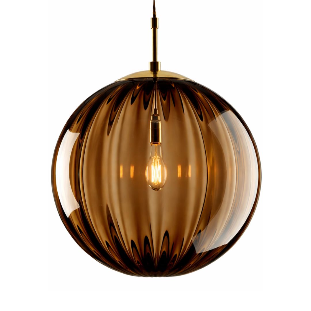 Lustre Pendente Esfera Bloom Glass Conceito Ambar 