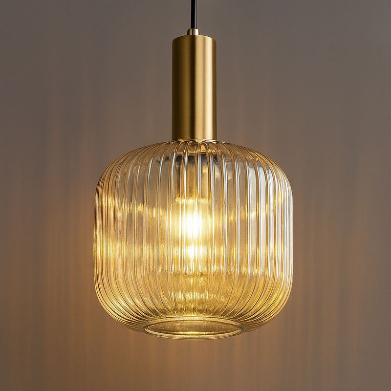 Lustre Pendente Luxuoso Retrô Glass Âmbar Pendente - 0057 Conceito 