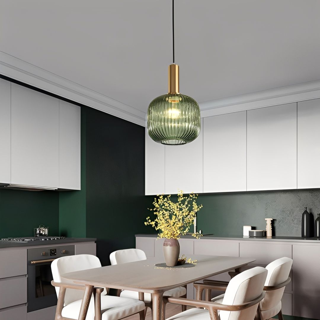 Lustre Pendente Luxuoso Retrô Glass Green Conceito 