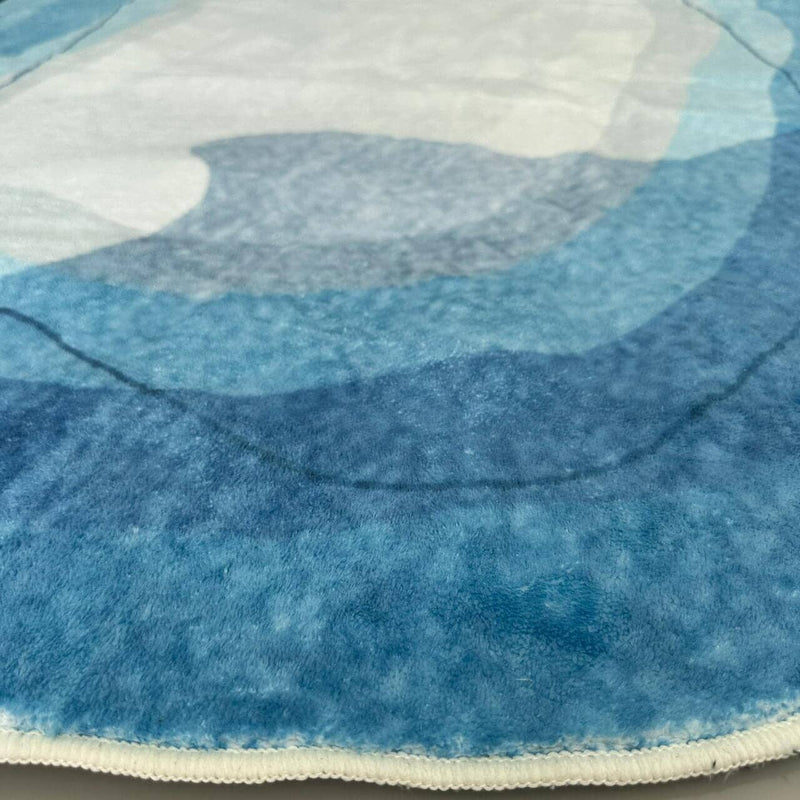 Tapete Decorativo Orgânico Abstrato Irregular para Sala - Azul Ondas Tapete - 0009 Conceito 