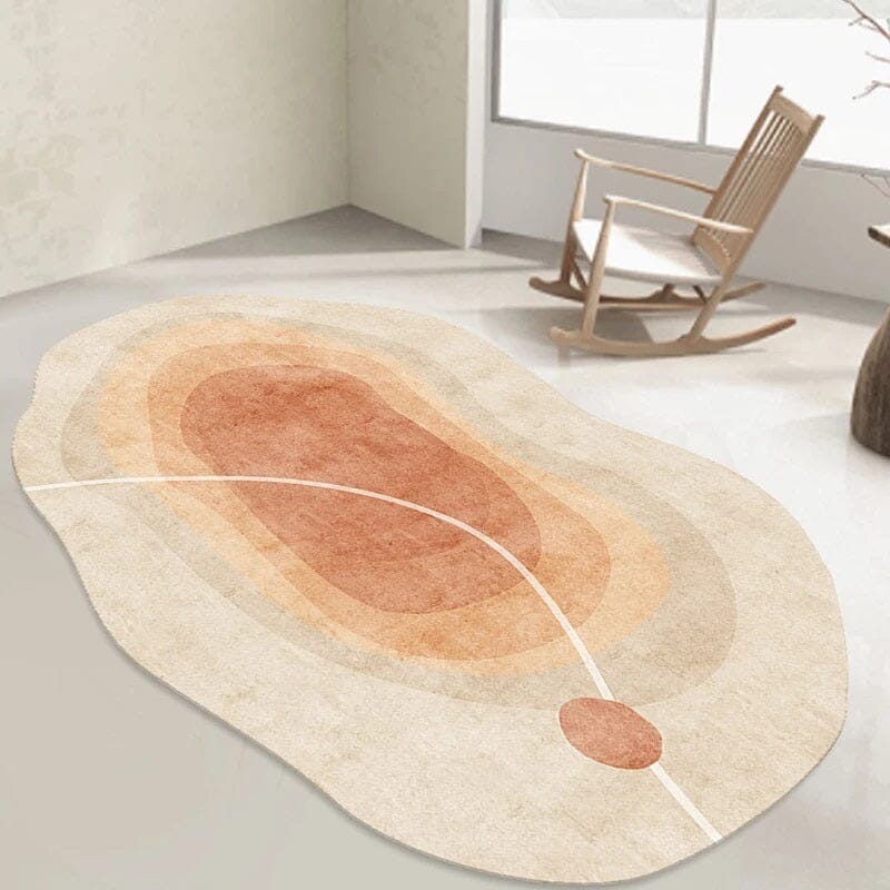 Tapete Decorativo Orgânico Abstrato Irregular para Sala - Laranja Areia Tapete - 0016 Conceito 80x120cm 