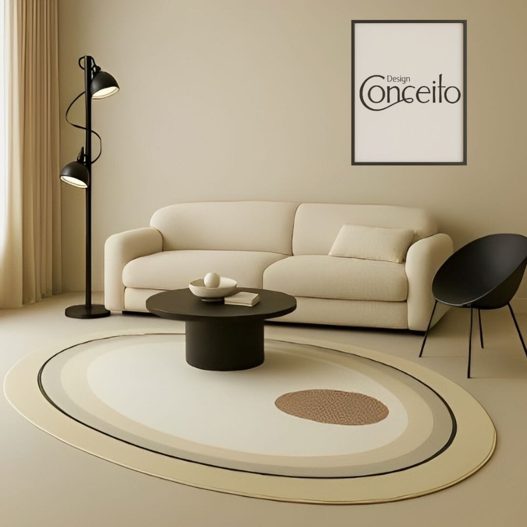 Tapete Decorativo Orgânico Abstrato Irregular para Sala - Unique Bean Tapete - 0030 Conceito 80x120cm 